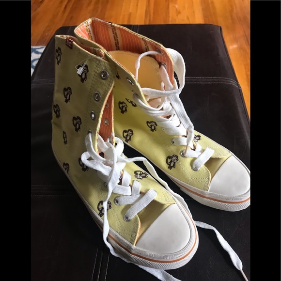 BC Footwear Shoes - BC Kitschy Yellow Monkey Hightop Sneakers BC Footwear Shoes - BC Kitschy Yellow Monkey Hightop Sneakers